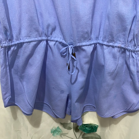 LAZUL BABY BLUE ROMBER DRAWSTRING WAIST V- NECK SZ 1 - Picture 3 of 10